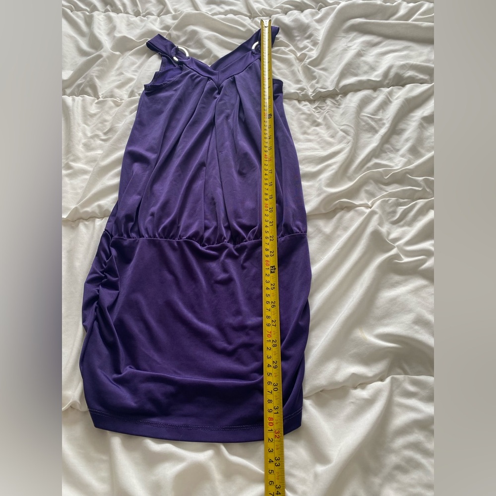 Seductions Y2K Purple Bodycon Dress with Silver Ring Accents - Picture 4 of 6